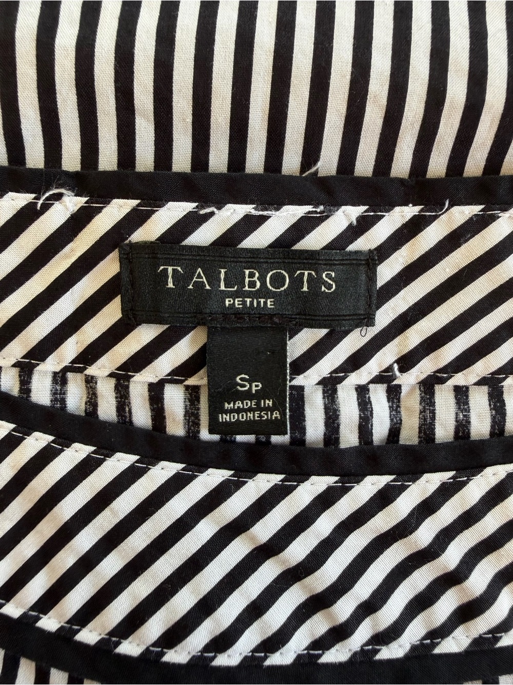 Talbots Black and White Vertical Stripe Button-Down Blouse size SP - Picture 2 of 7